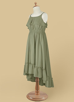 Azazie Karmen Flower Girl Dresses Pistachio A-Line Ruched Chiffon Dress image11