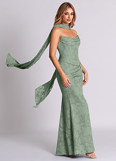 Azazie Sorrel Bridesmaid Dresses Matcha Mermaid Corset Floral Burnout Convertible Dress image4