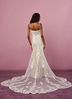 Barbie ♥ Azazie Abiti da Sposa Abito Sirena in Tulle Lustrini Diamante Bianco Nudo image2