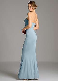 Azazie Shaniya Robes de demoiselle d'honneur Robe Sirène en Jersey extensible de qualité supérieure Sans bretelles Bleu Poussiéreux image6