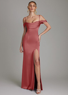 Azazie Nira Bridesmaid Dresses Antique Rose Mermaid Corset Stretch Satin Dress image4