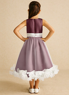 Azazie Stardust Blumenmädchenkleider A-Linie ärmellos Organza Kleid Sangria image4