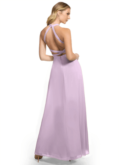 Azazie Clarice Bridesmaid Dresses Frosted Lilac A-Line Halter Chiffon Dress image4