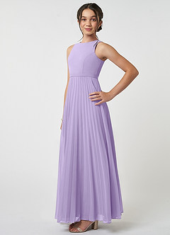 Azazie Lindie Junior A-Linie Plissee Chiffon Kleid Flieder image3