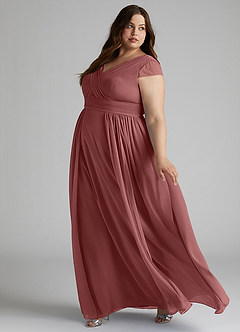 Azazie Organa Final Sale Desert Rose A-Line Pleated Chiffon Dress image9