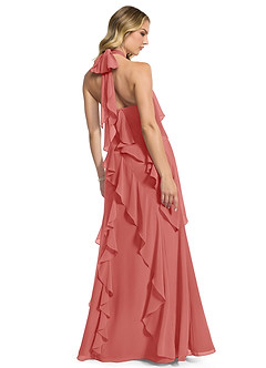 Azazie Velma Vestidos de damas de honor Vestido Rosa Antigua de Gasa de Línea A con Abertura lateral image2