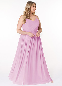 Azazie Cora Bridesmaid Dresses Candy Pink A-Line Pleated Chiffon Dress image9