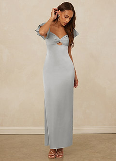 Christian Siriano Bridal for Azazie 1005 Bridesmaid Dresses Silver Sheath Sweetheart Neckline Stretch Satin Dress image5