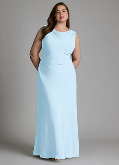 Azazie Kieryn Bridesmaid Dresses Sky Blue Mermaid Pleated Chiffon Dress image9