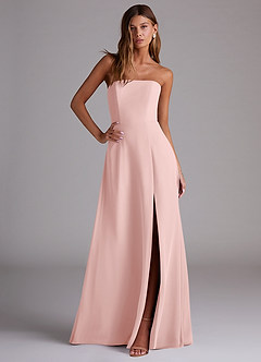 Azazie Wren Vestidos de damas de honor Vestido de Rosa Empolvado de Gasa de Corte en A Convertible con Corte Lateral image3