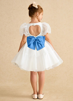 Azazie Debbie vestidos de niña de las flores Vestido de Marfil Azul Pastel de Organza de Princesa con Escote de Corazón image1