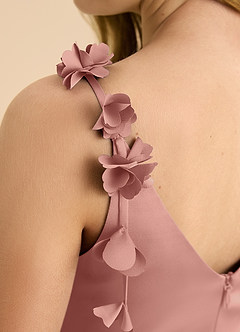 Azazie Gumdrop Junior Rosette Empire Pleated Stretch Satin Dress image8