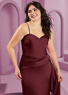 Barbie ♥ Azazie Bridesmaid Dresses Cabernet Sheath Strapless Stretch Satin Convertible Dress image12