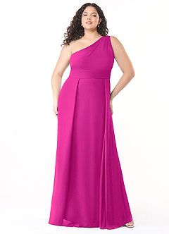 Azazie Dallas Bridesmaid Dresses Fuchsia A-Line One Shoulder Chiffon Dress image6