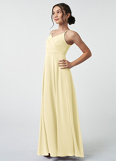 Azazie Avelina Junior A-Linie Plissee Chiffon Kleid Zitronensorbet image4