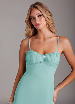 Azazie Breonna Bridesmaid Dresses Aqua A-Line Sweetheart Neckline Chiffon Dress image5