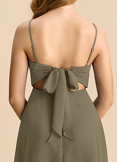 Azazie Shale Vestido Salgueiro Verde de Chiffon de Linha A com Arco image6