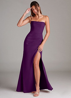 Azazie Leonis Bridesmaid Dresses Grape Sheath Strapless Chiffon Convertible Dress image1