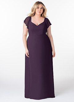 Azazie Syenna Bridesmaid Dresses Plum A-Line Ruched Chiffon Dress image6