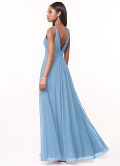 Azazie Maren Jurken voor bruidsmeisjes Jurk van Chiffon met A-Lijn Geplooid Poederblauw image4
