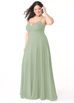 Azazie Avelina Bridesmaid Dresses Dusty Sage A-Line V-Neck Pleated Chiffon Dress image8