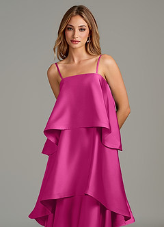 Azazie Azalea Bridesmaid Dresses Fuchsia A-Line Ruched Stretch Satin Dress image2