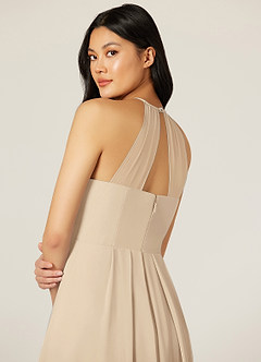 Azazie Sarah Bridesmaid Dresses Champagne Empire Pleated Chiffon Dress image7