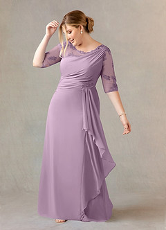 Azazie Dionysus Mother of the Bride Dresses Wisteria A-Line Boatneck Lace Chiffon Dress image8