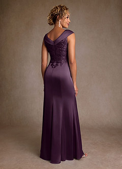 Azazie Santa Monica Mother of the Bride Dresses Plum A-Line Lace Dress image2