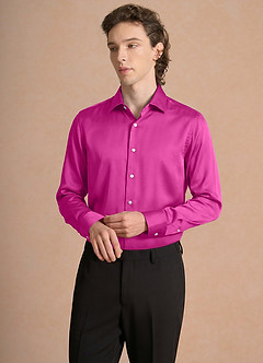 front Julian Fuchsia Stretch Satin Dress Shirt