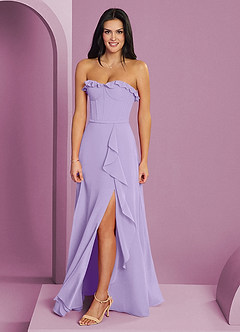 Barbie ♥ Azazie Robes de demoiselle d'honneur Robe Trapèze en Mousseline de soie Encolure en Forme de Cœur Lilas image3