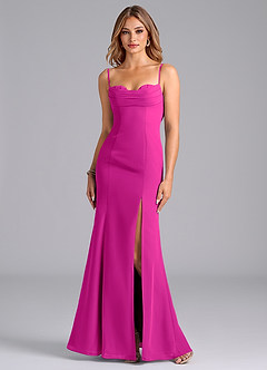Azazie Wynni Bridesmaid Dresses Fuchsia Mermaid Corset Chiffon Dress image3