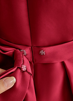 Azazie Princess Flower Girl Dresses Scarlet A-Line Pleated Matte Satin Dress image7
