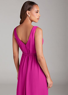 Azazie Tanicia Robes de demoiselle d'honneur Robe Trapèze en Mousseline de soie Plissée Fuchsia image6