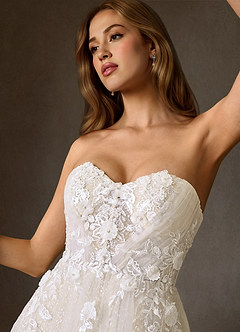 Azazie Seradine Wedding Dresses Diamond White Champagne A-Line Off the Shoulder Beading Dress image4