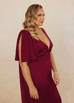 Christian Siriano Bridal for Azazie 1011 Bridesmaid Dresses Burgundy Mermaid Bow Stretch Satin Dress image17