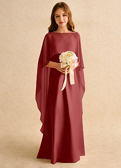 Azazie Fishie Girls Formal Sukienki dla dziewczynek sypiących kwiaty Linia A Matowy satynowy Długość podłogi Sukienka image3