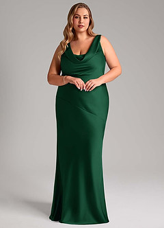 Azazie Rylina Bridesmaid Dresses Dark Green Mermaid Stretch Satin Dress image9