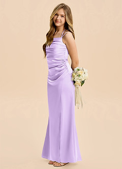 Azazie Nova Junior Lilac A-Line Pleated Stretch Satin Dress image1
