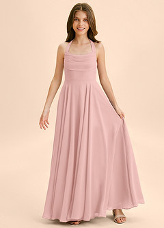 Azazie Kady Junior Vestido de Rosa Polvorienta de Gasa de Corte en A con Escote de Corazón image3