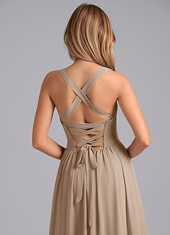 Azazie Francis Abiti da Damigella Abito A-Line in Chiffon Corsetto Taupe image7