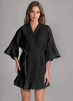 front Szlafrok i halka w pasującym kolorze, 2-częściowy, z falbankami i miękkim wzorem w chmurki