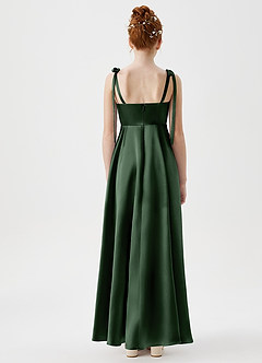 Azazie Rosey Junior A-Linie Herzausschnitt Metallischer Satin Kleid Eukalyptus image7