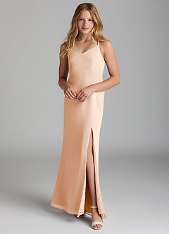 Azazie Becca Junior White Alabaster Mermaid Chiffon Dress image1