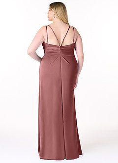 Azazie Aqua Bridesmaid Dresses Amethyst A-Line V-Neck Pleated Stretch Satin Dress image9
