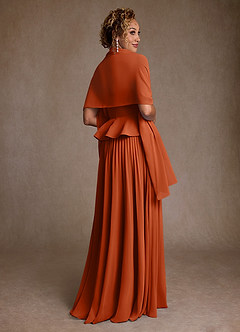 Azazie Josabeth Venta Final Vestido de Naranja Quemada de Gasa de Corte en A con Plisado image3