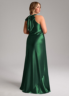 Azazie Doretta Bridesmaid Dresses Dark Green Mermaid Bow Metallic Satin Dress image9