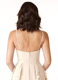 Azazie Peyton Bridesmaid Dresses White Alabaster A-Line Ruched Chiffon Dress image3