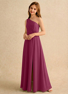 Azazie Puddles Girls Formal Sukienki dla dziewczynek sypiących kwiaty Linia A Jedno ramię Szyfon Długość podłogi Sukienka image4