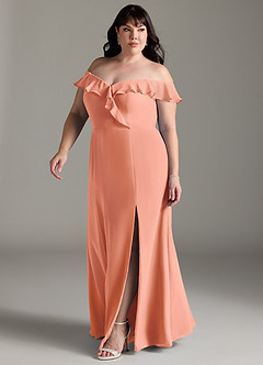 Azazie Sophie Brautjungfernkleider Wandelbar A-Linie Schulterfrei Chiffon Kleid Sonnenuntergang image8